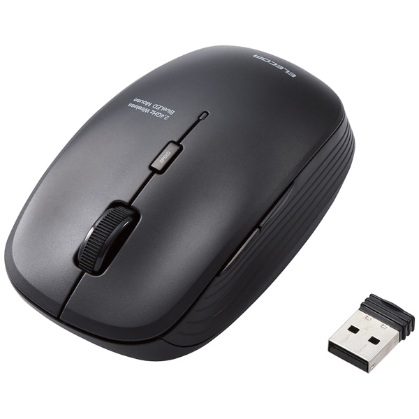 BlueLEDマウス/無線/5ボタン/抗菌/ブラック