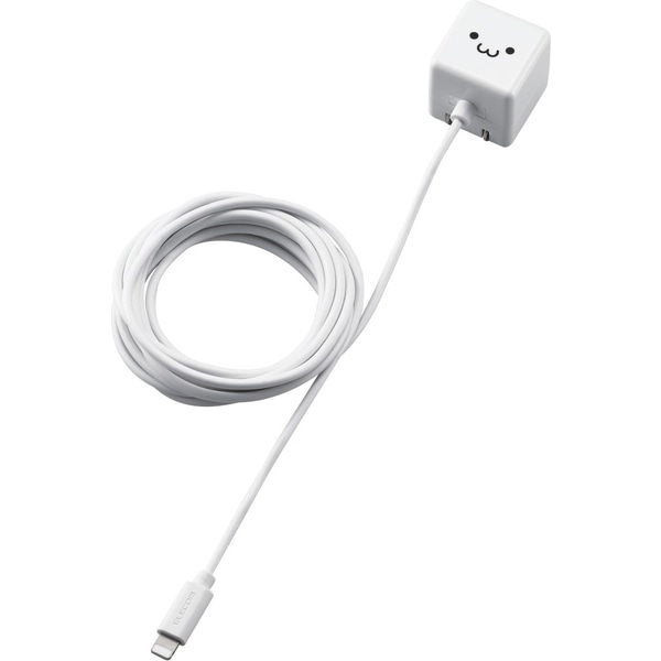 Lightning-AC充電器/1.0A出力/ケーブル一体/2.5m/ホワイトフェイス