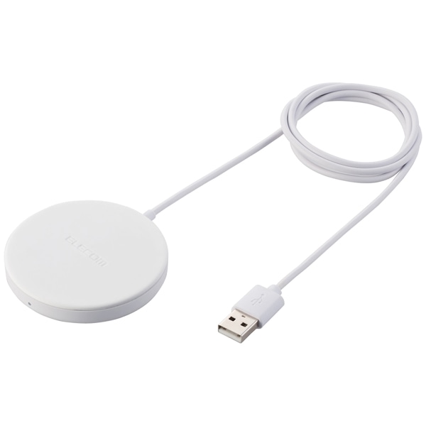 ワイヤレス充電器/マグネット内蔵/5W/卓上/ケーブル一体/1m/ホワイト