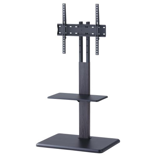 壁寄せテレビスタンド（左右首振り）/ブラック木目調KFシリーズ ～65V型対応