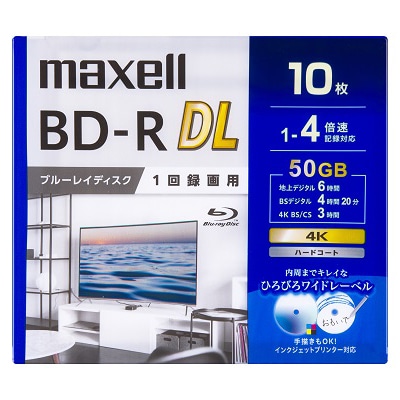 録画用 BD-R DL 標準260分 4倍速 ワイドプリンタブルホワイト 10枚パック