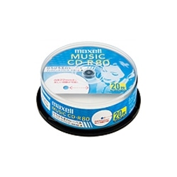 音楽用CD-R 80分 ワイドプリントレーベル ホワイト 20枚パック スピンドルケース入り