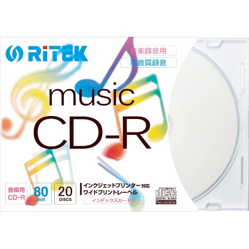 RiTEK 音楽用CD-R 80分 20枚パック スリムケース入り