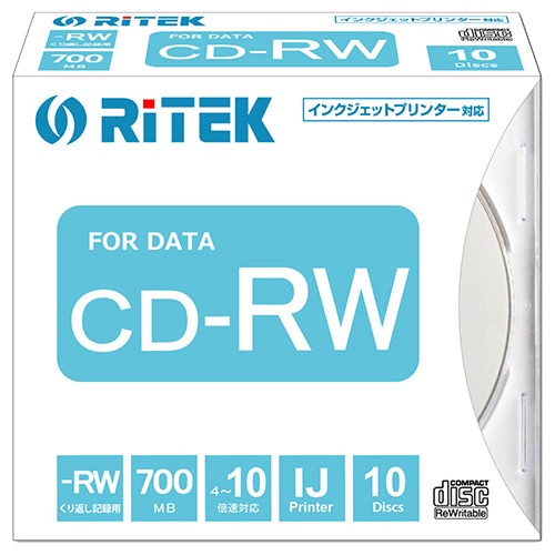 RiTEK データ用CD-RW 700MB 10枚パック （スリムケース）