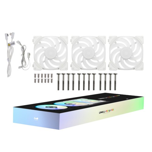 Lynx LN120P/120mm ARGBファン3個パック/ホワイトモデル/ケーブルレスでファン同士の連結可能/タービンブレード設計/PWM制御