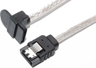 Bullet シリアルATA3ケーブル 片上L型 ラッチ付 取っ手付コネクター 70cm シルバー ラウンドタイプ