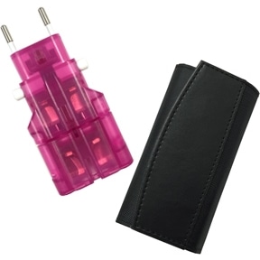 海外用変換プラグ ケース付き サスケ3 (ピンク)