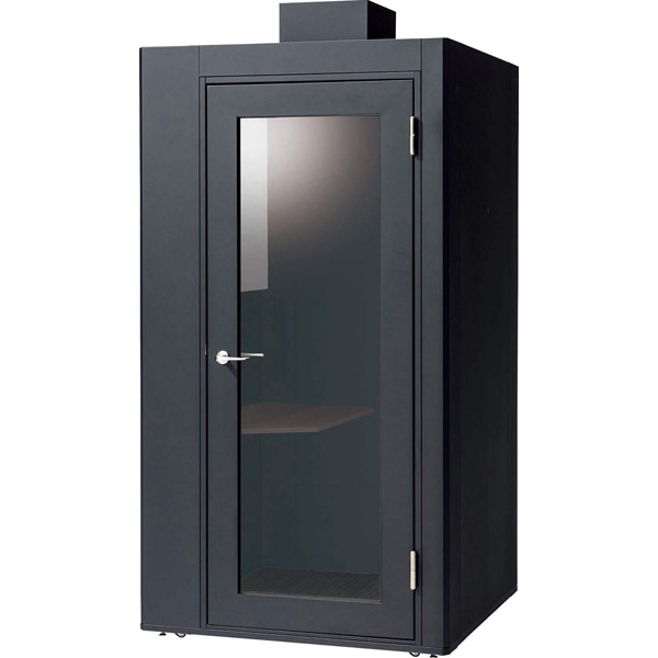 ワーキングブース＜デリカブース＞ 791-37 1人用（天井付） サテンブラック 背面パネル クローズ 天板カラー ウォールナット