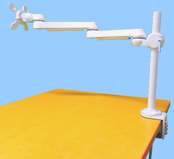 水平多関節モニターアーム（白色モデル） クランプ固定 VESA75mm/100mm対応