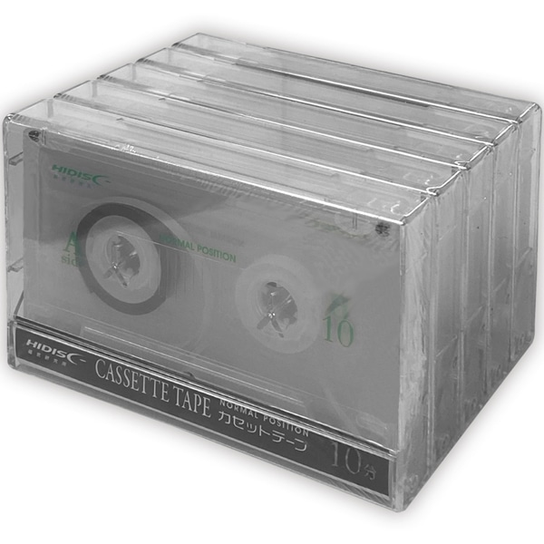 オーディオカセットテープ 10分（片面5分） 5巻 簡易パッケージ