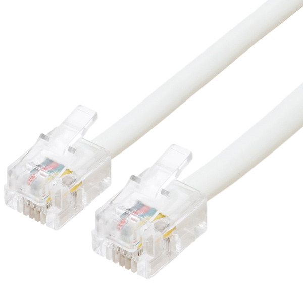 6極4芯 電話機コード 3m ホワイト