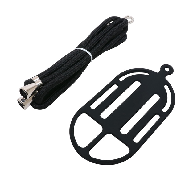 ストラップ＋スマートフォンホルダー 首掛け・ななめ掛け両対応 ブラック×ブラック