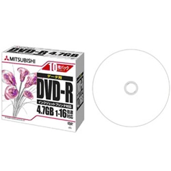 DVD-R 4.7GB PCデータ用 1-16倍速 1枚5mmケース（透明）10P IJ対応（ホワイト）