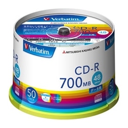 CD-R 700MB PCデータ用 48倍速対応 50枚スピンドルケース入り ワイド印刷可能