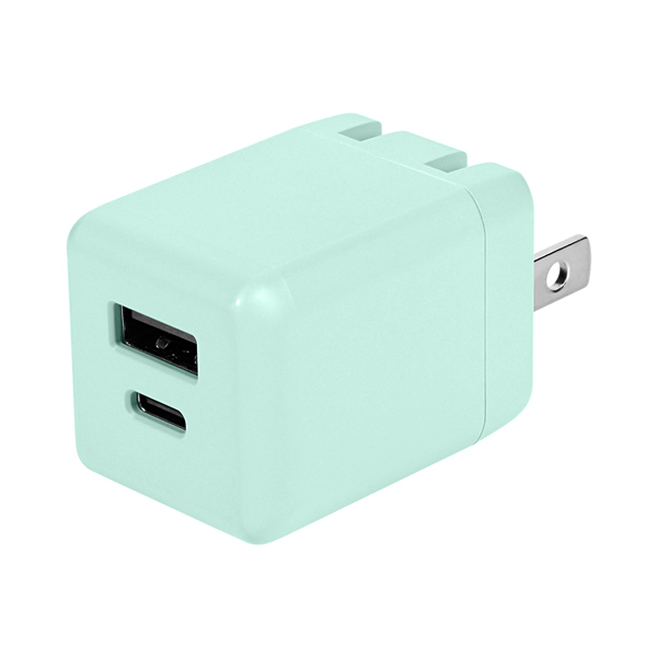 AC充電器/USB充電器/PD20W/2ポート/Type-C/Type-A/PSE適合/PD対応iPad、iPhone、iPod、スマートフォン、タブレットPC、Wi-Fiルーター、加熱式たばこ等/アイスブルー