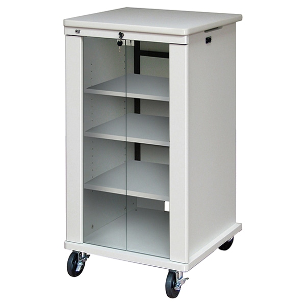 AVキャビネット/ノーマルキャビネット1000タイプ/棚板/100φキャスター/ホワイト/ガラス扉