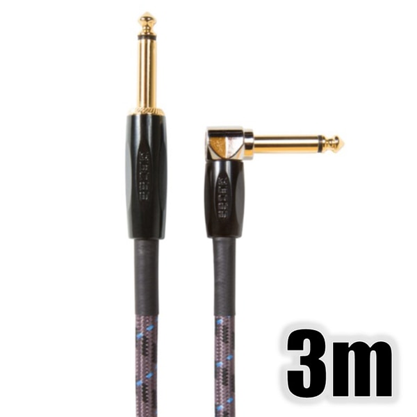 ギター・ケーブル/3m/TSフォン-TSフォン/片L字型
