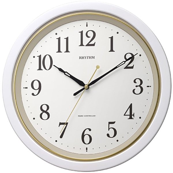 電波時計 掛け時計 連続秒針 直径32cm フィットウェーブ564 白色