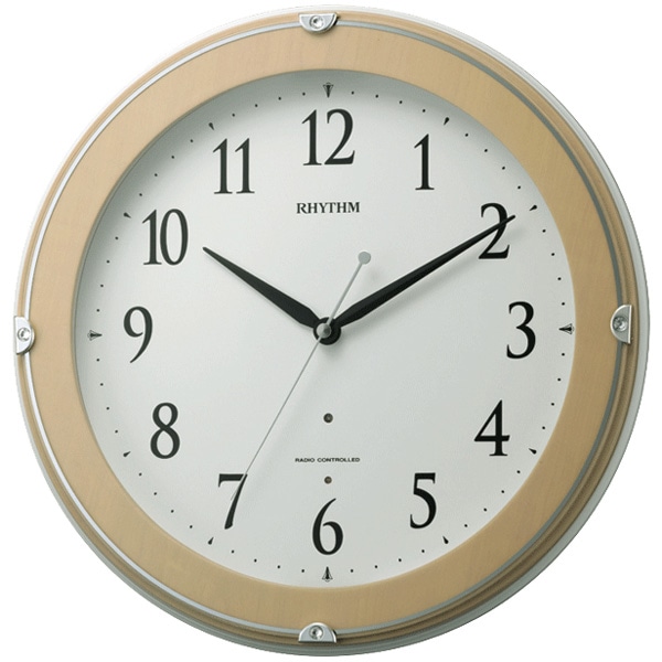 電波時計 掛け時計 暗所自動点灯ライト 直径33.5cm 木枠(MDF) ピュアライトマローン