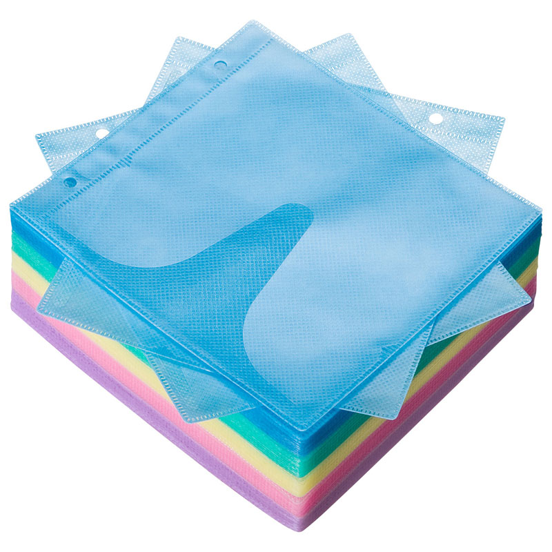 DVD・CD不織布ケース（リング穴付き・100枚入り・5色ミックス）