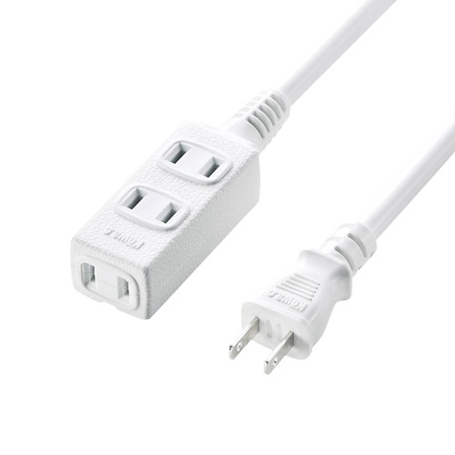 スリム電源延長コード（2P・3個口・ホワイト・10m）