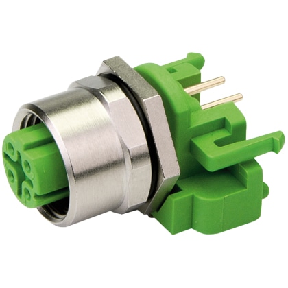 M12-Dコード 基板用バルクヘッドソケット 1pcデザイン 10mmバックマウント