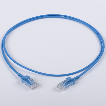 Cat.6/UTPミニパッチコード(AWG30)撚線 SOFT LSZH 568Bストレート結線 3m 青色