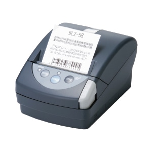 紙幅58mmラベル対応据え置きタイプライン印字方式小型サーマルプリンタ(パラレル・ケース黒・QRコード対応)