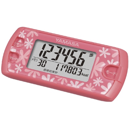 万歩計 ポケット万歩 (フローラルピンク)