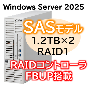 Express5800/D/T110m-S(RAID1対応コントローラ搭載) Xeon 6325P 4C/32GB/SAS 1.2TB*2 RAID1 FBU/電源*2/W2025/タワー 3年保証