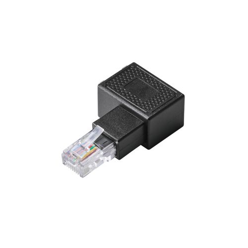 RJ45中継コネクタ/Cat5e対応/L字/右向き/UTP/ブラック