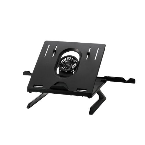 ノートPCスタンド/冷却ファン/折りたたみ8段階/コンパクト/9.5cm/ブラック