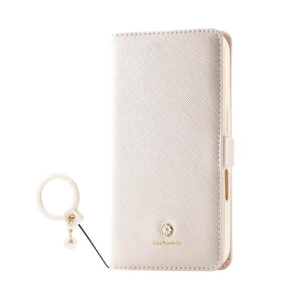 iPhone 16用レザーケース/手帳型/磁石付き/リング付き/&Me/ホワイト