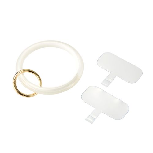 スマホハンドストラップ/ストラップホールシート付属(2枚)/樹脂素材リング/&me/クリア/ホワイト