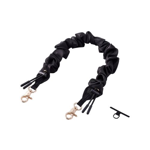 スマホハンドストラップ/ストラップホールシート付属/シュシュ/上品/ブラック