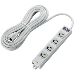 タップ/工事用/抜け止め/3P/4個口/雷ガード/マグネット付き/5m/グレー