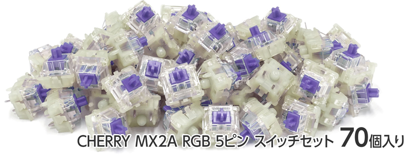 CHERRY MX2A RGB 5ピン スイッチ70個セット 紫軸