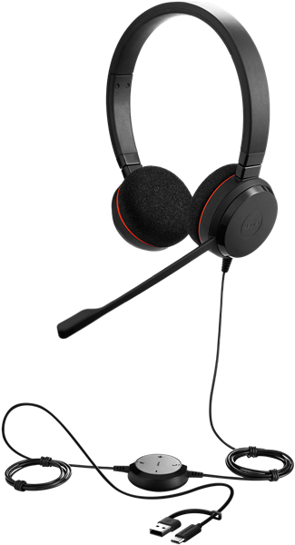 Jabra USBヘッドセット USB-C/A 両耳 UC認定「Jabra Evolve 20 UC Stereo USB C/A」
