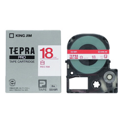 テプラPROテープカートリッジ 白テープ/赤文字 18mm