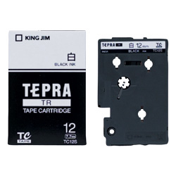 「テプラ」TRテープカートリッジ 白ラベル 黒文字 12mm