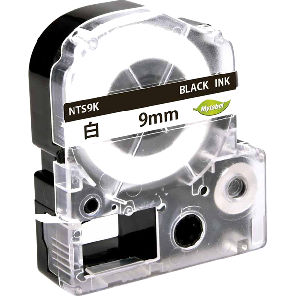 テプラ互換ラベルカートリッジ　9mm 黒文字白テープ