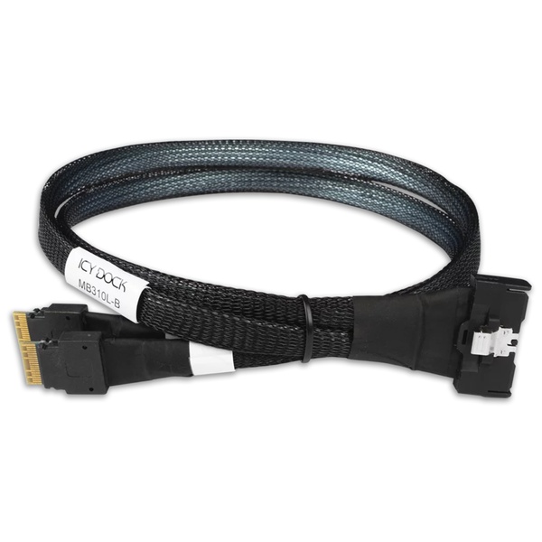 ICY DOCK MCIO 8i SFF-TA-1016 to 2 x SlimSAS 4i SFF-8654 ケーブル - 0.5M