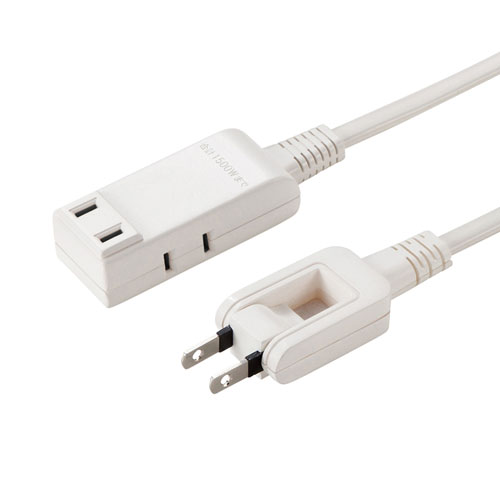 マイクロ電源タップ（収納式スイングプラグ・3個口・0.5m・ホワイト）
