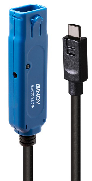 LINDY 8m USB3.2 Gen1 Type-C to Type-A オス/メス アクティブ延長ケーブル
