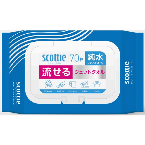 スコッティ流せるウェットタオル　純水ノンアル７０枚