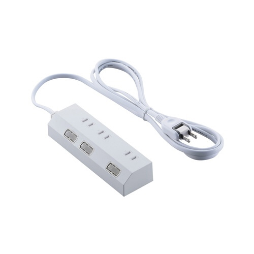 電源タップ　２ｍ　３個口　個別スイッチ　ホワイト