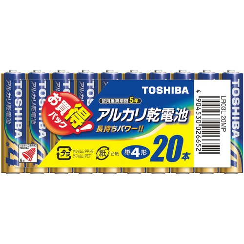 アルカリ電池　単４　ＬＲ０３Ｌ　２０ＭＰ　２０本入