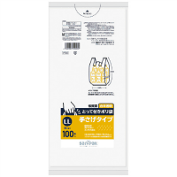 とって付きポリ袋　ＬＬ　白半透明　１００枚