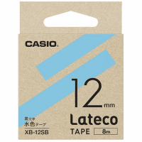 ラテコ専用テープＸＢ－１２ＳＢ　水色に黒文字