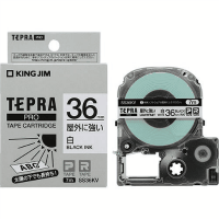 「テプラ」ＰＲＯテープ　屋外に強い　３６ｍｍ　白に黒文字